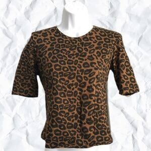 Motel Rocks Leopard Print Top Blouse - Large